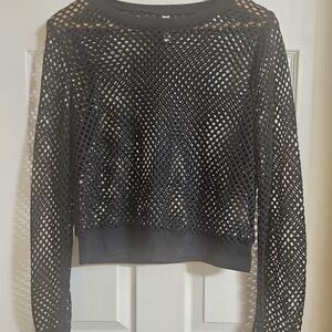 Elegant Black Mesh Women's Sweater